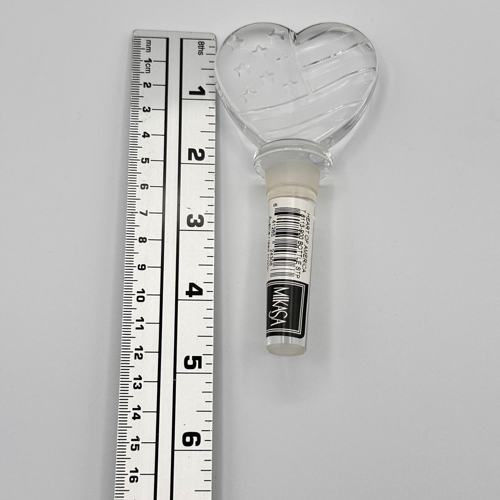 Mikasa Heart of America Lead Crystal Bottle Stopper Patriotic USA Flag Design - Picture 7 of 10